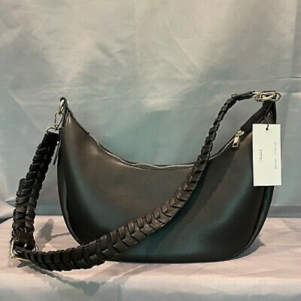 Zola Premium Black Vegan Leather Moon Bag